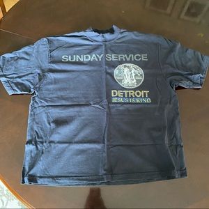 Jesus is King Kanye West Sunday Service Detroit Navy Blue Men’s Large T Shirt